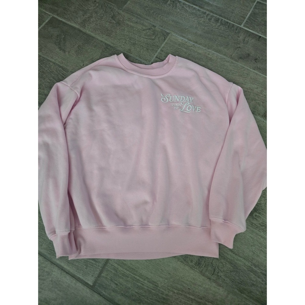 Sugarkiss Pink Sunday Love Embroidered‎ Sweatshirt Small Teddy Bear Graphic